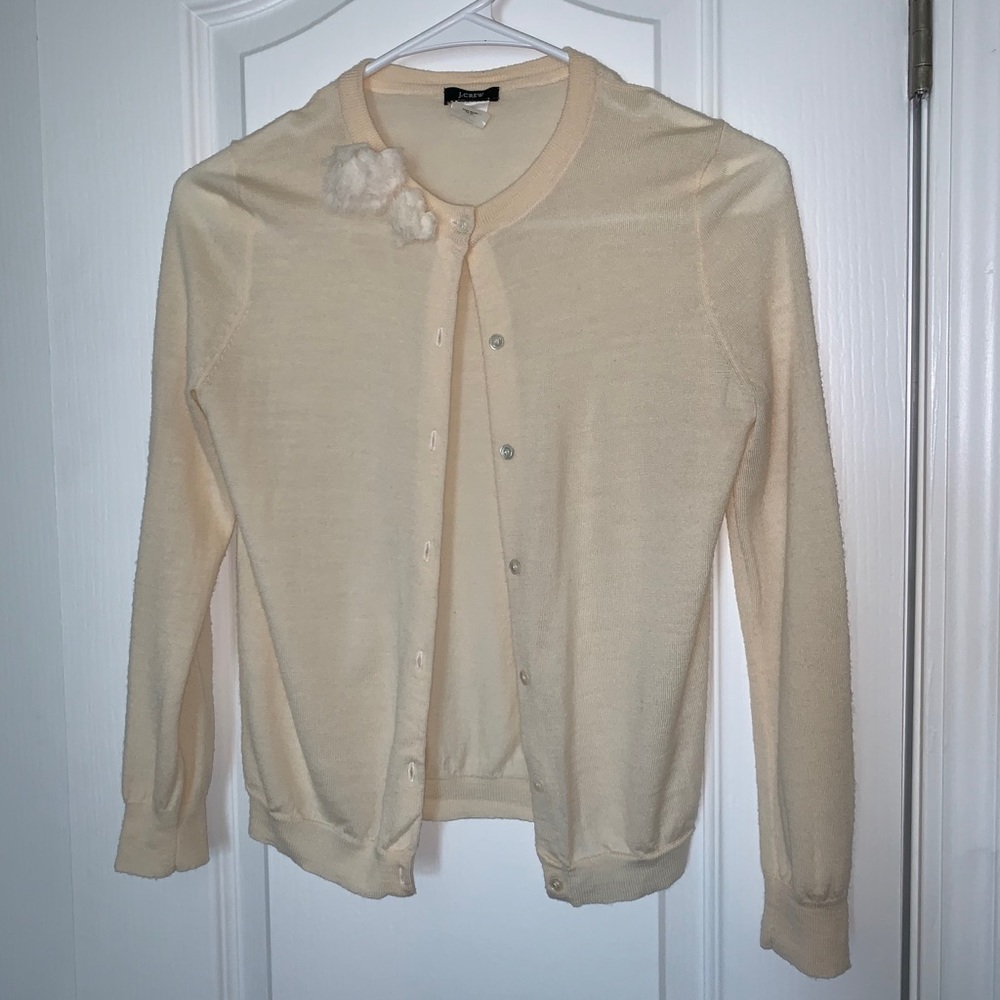 J. Crew Merino Wool Cardigan, Cream, Small